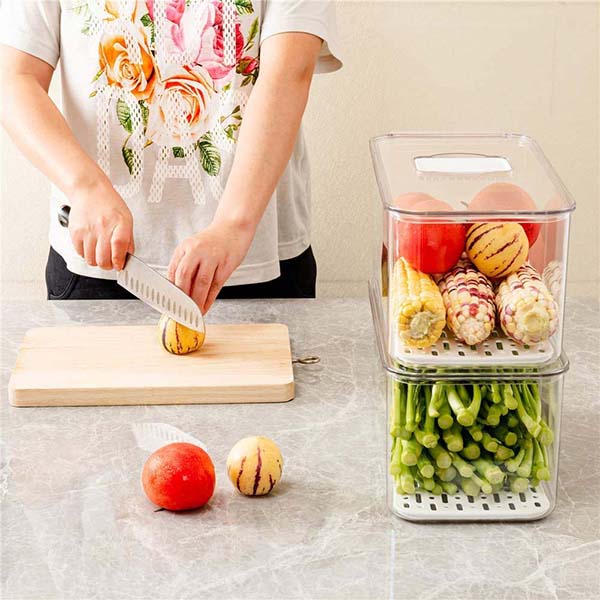 Refrigerator Organizer Bin with Lid