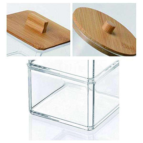 Bamboo lid cosmetics storage box long-cylinder