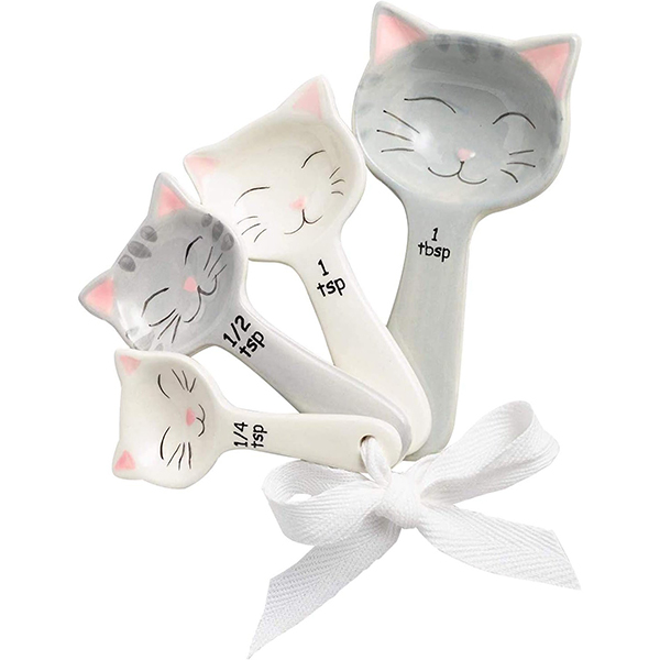 Cute Cat Little Kittens Ceramic Measuring Spoon Set