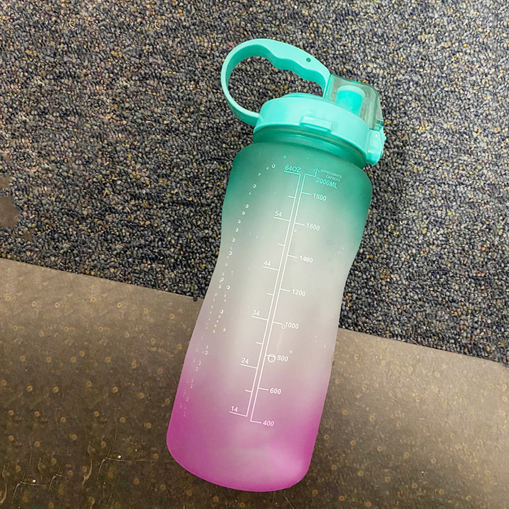 64 OZ Water Bottle with Motivational Time Marker & Straw
