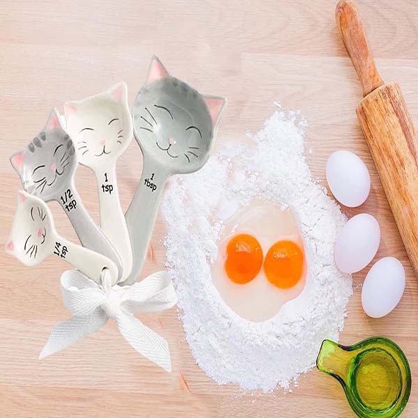 Cute Cat Little Kittens Ceramic Measuring Spoon Set