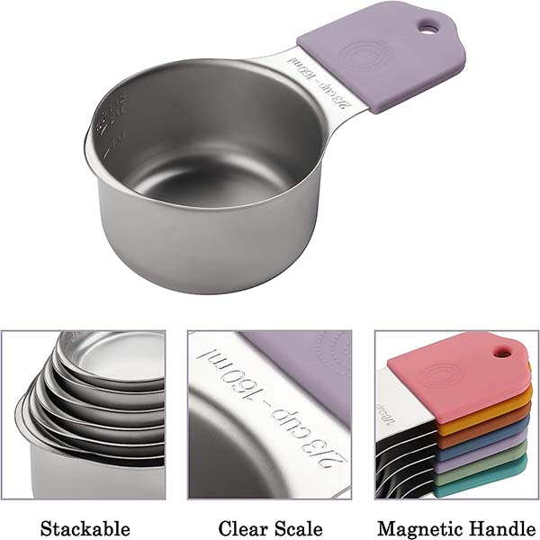 Magnetic Measuring Cups and Spoons Set Including 7 Stainless