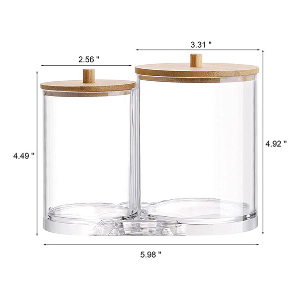 Bamboo lid cosmetics storage box Double merger