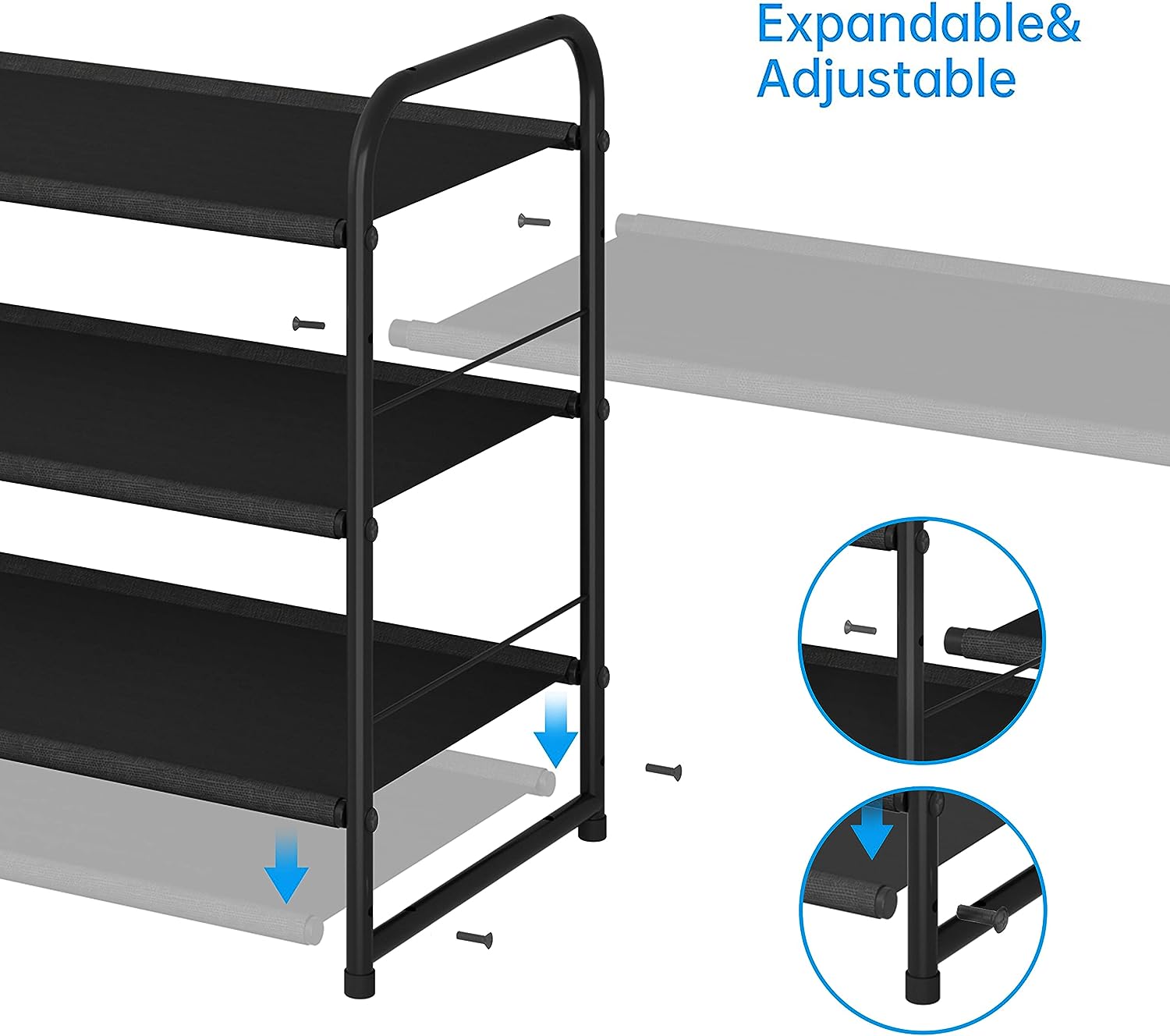 3-Tier Shoe Rack Storage(Black)