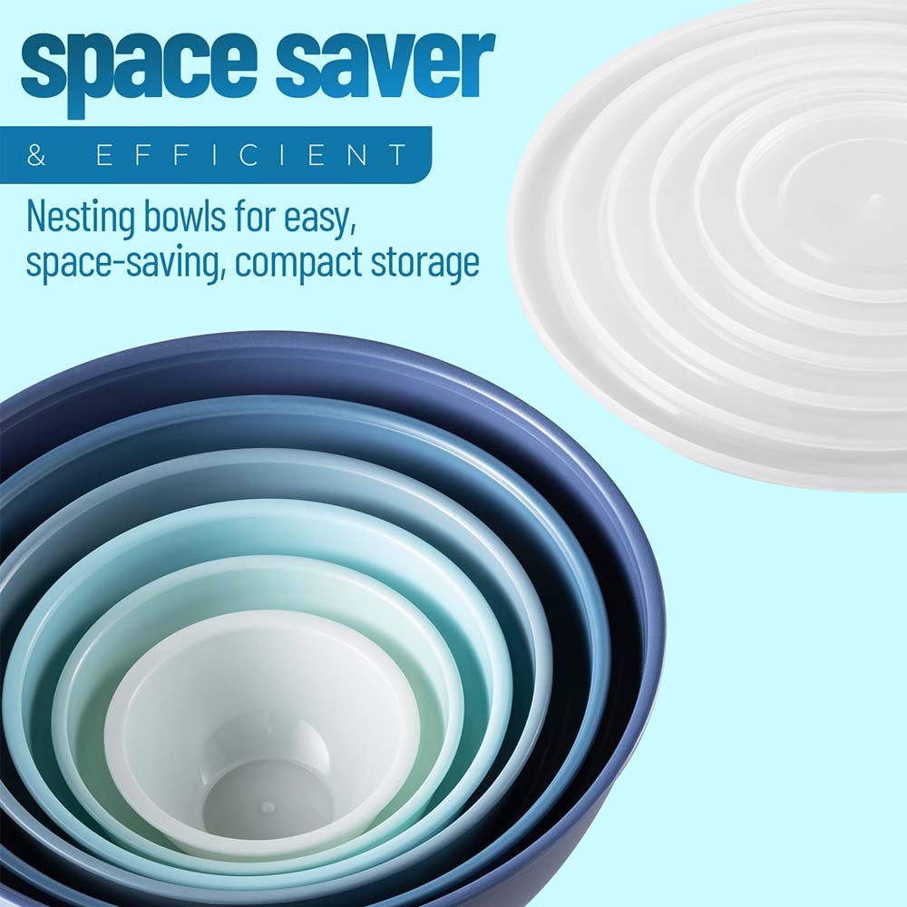 12 Piece Nested Polypropylene Mixing Bowl Food Storage Set W