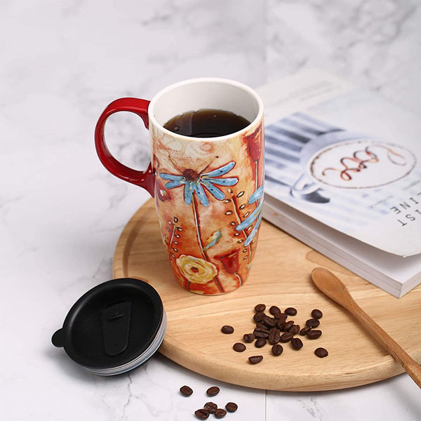 17 oz Ceramic Coffee Mugs with lid
