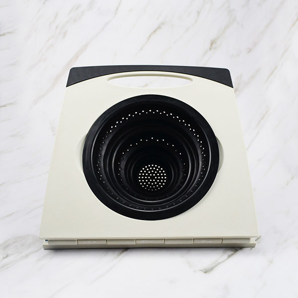 collapsible sink cutting board with colander