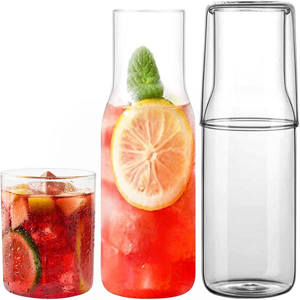 Glass Bedside Water Carafe Set 