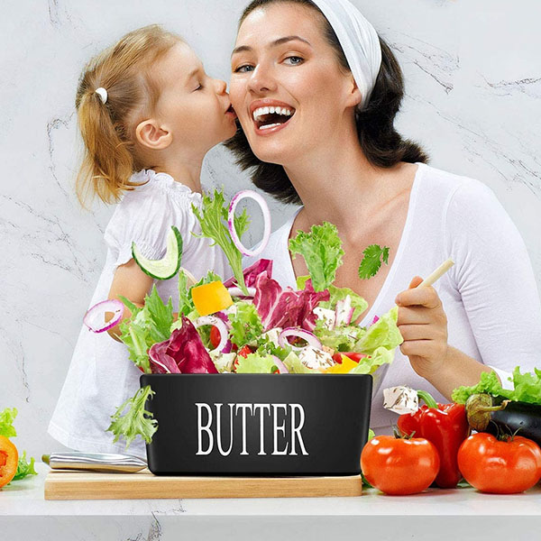 Ceramic Butter Keeper with knife