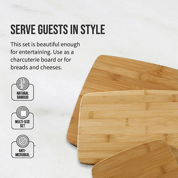 Classic 3-Piece Assorted Bamboo Cutting Board Set