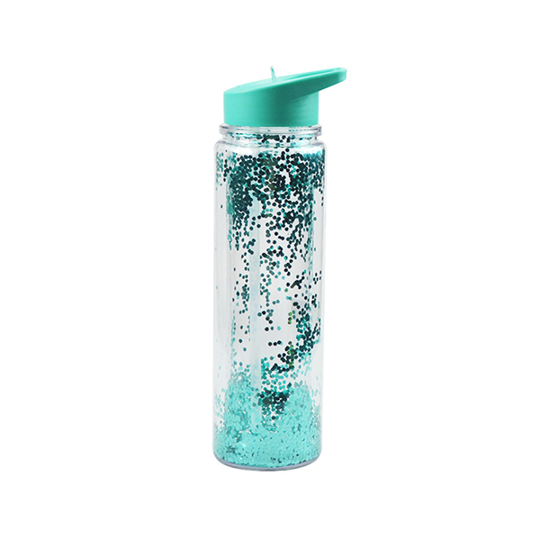 Glitter-Filled Flip Top Sports Water Bottle