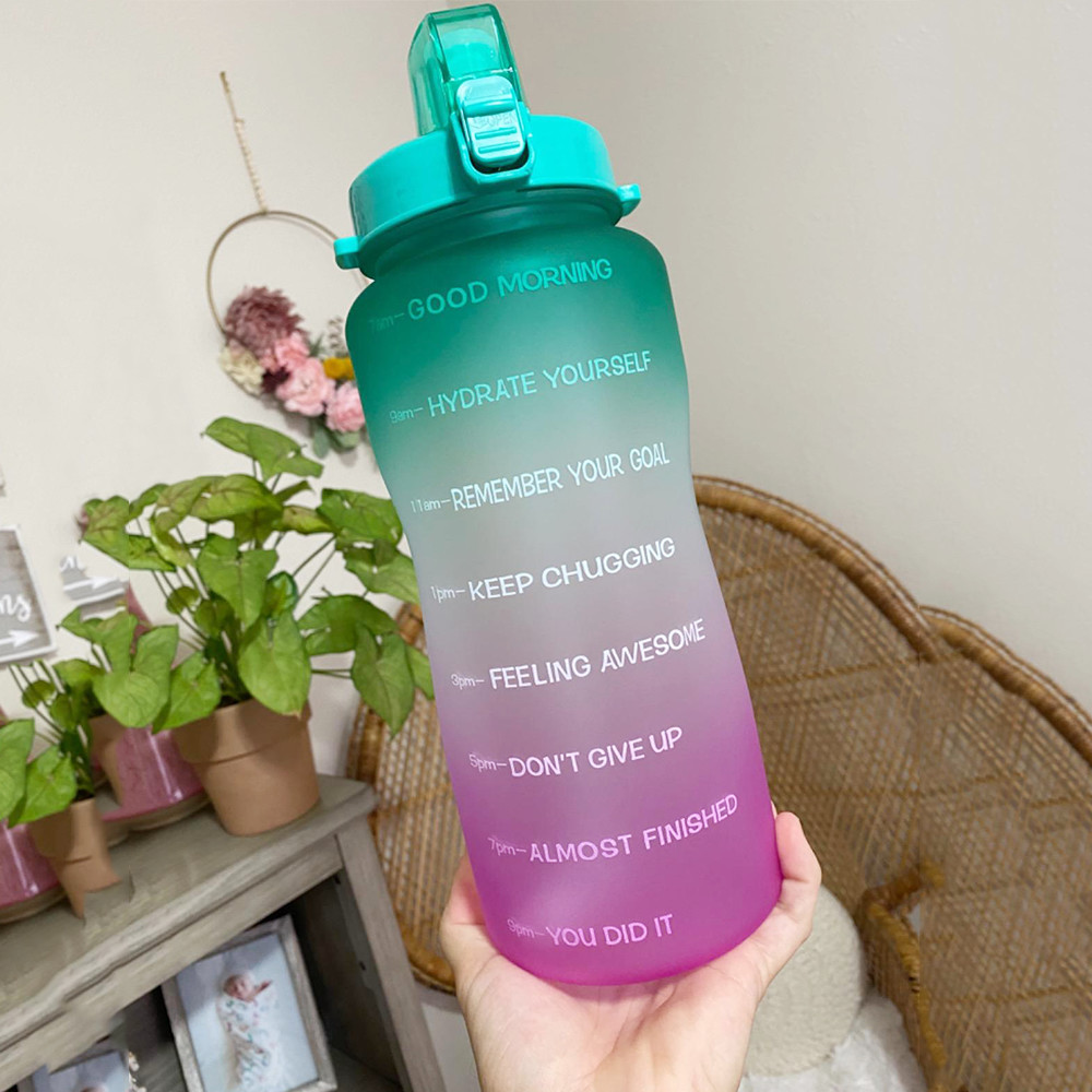 64 OZ Water Bottle with Motivational Time Marker & Straw