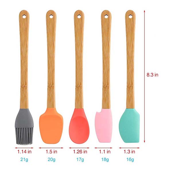 5 Pack Mini Spatulas Scrapers with Bamboo Handle 