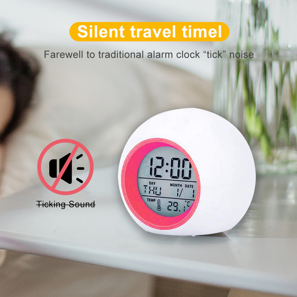 Digital Alarm Clock with 7 Color Night Light