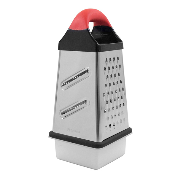  4-sided grater with a collecting recipient