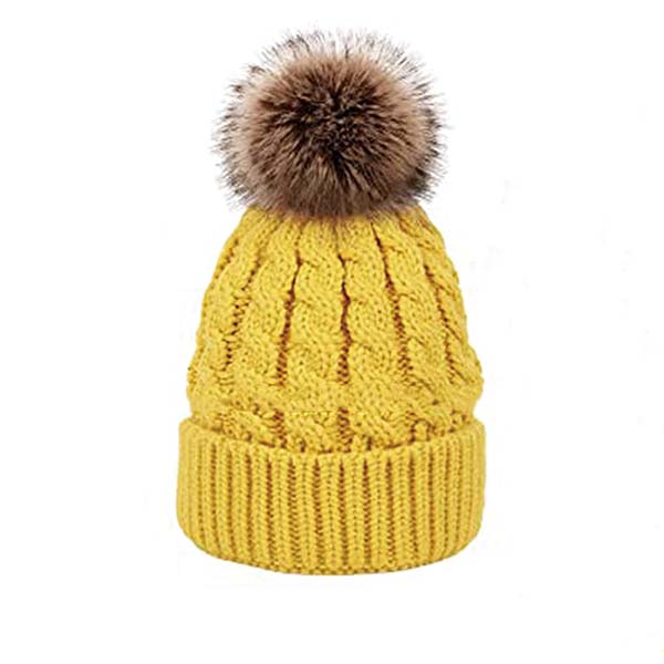 Women Winter Fleece Lined Knitted Beanie Hat