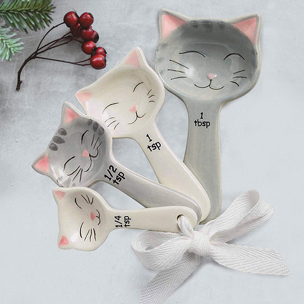 Cute Cat Little Kittens Ceramic Measuring Spoon Set