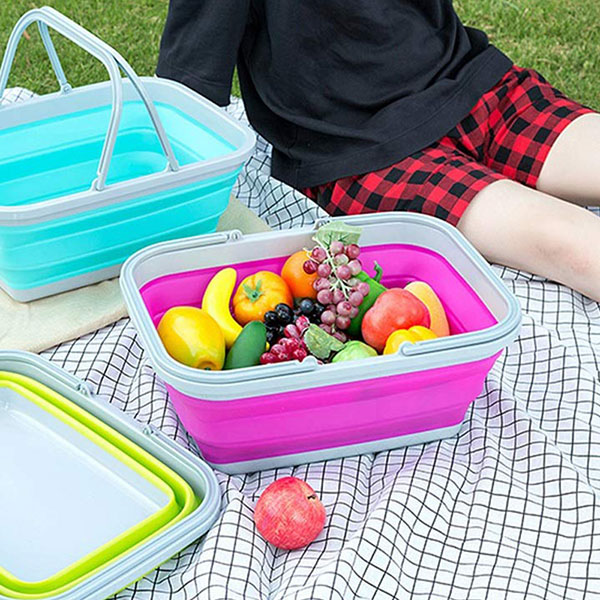 Multipurpose collapsible silicone hand basket(SMALL)