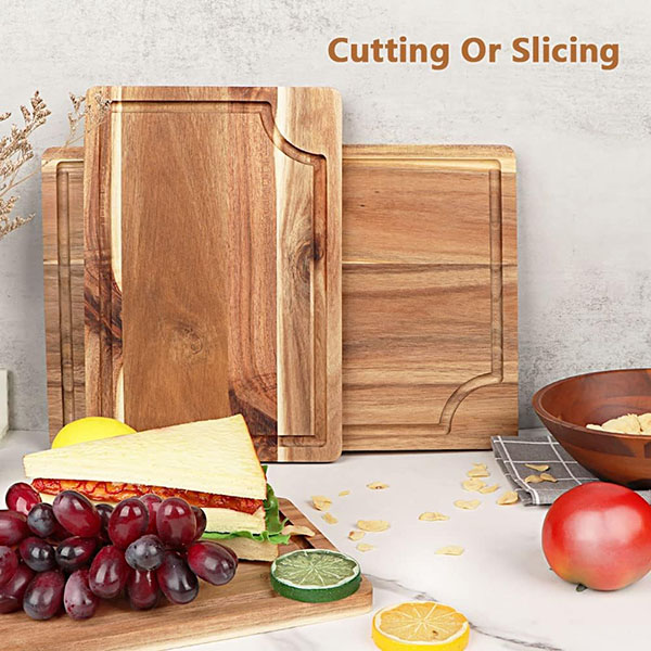 Acacia Wood Cutting Board Set with Juice Groove (3 Pieces