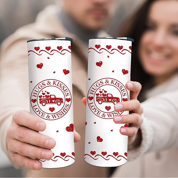 valentine tumbler with Lid and Straw