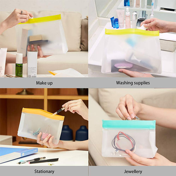 Reusable food storage bag set of 3