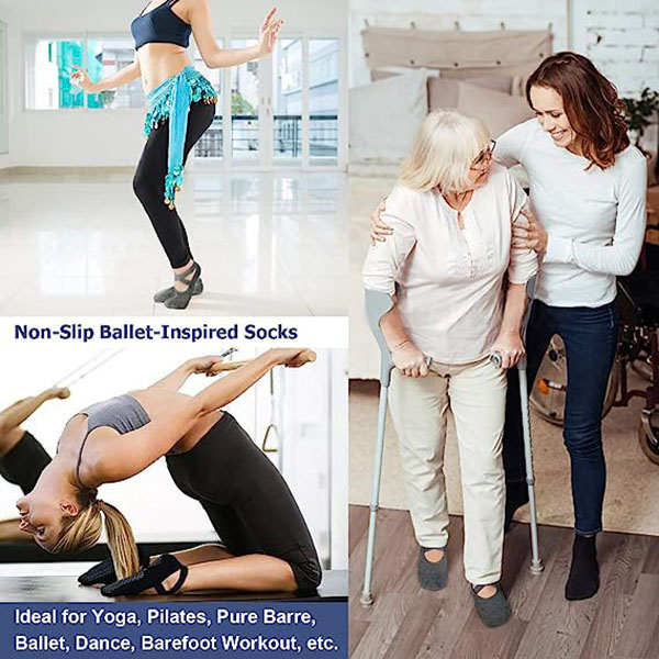 Yoga Socks for Women Non-Slip Grips & Straps, Ideal for Pila