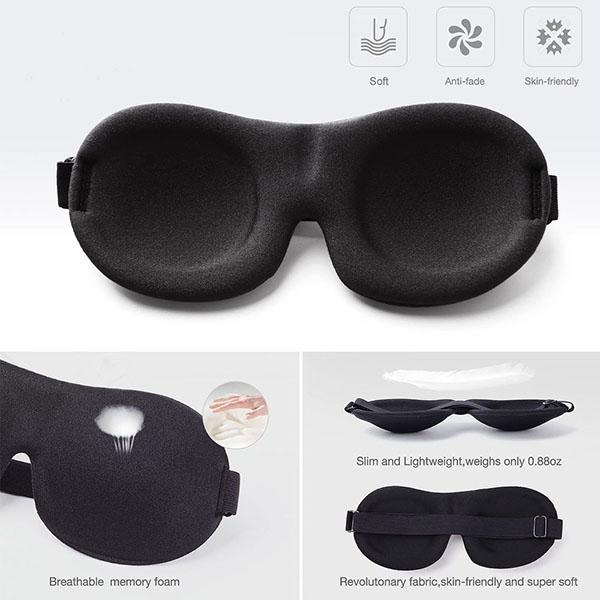 3D Contoured 100% Blackout Eye Mask