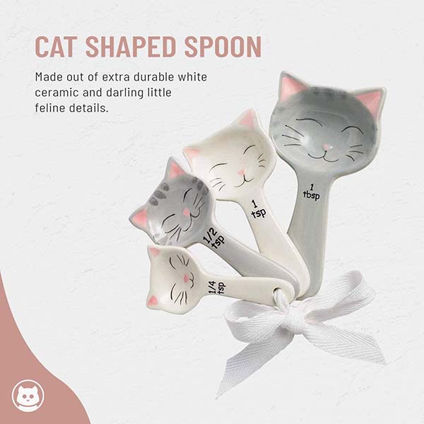 Cute Cat Little Kittens Ceramic Measuring Spoon Set