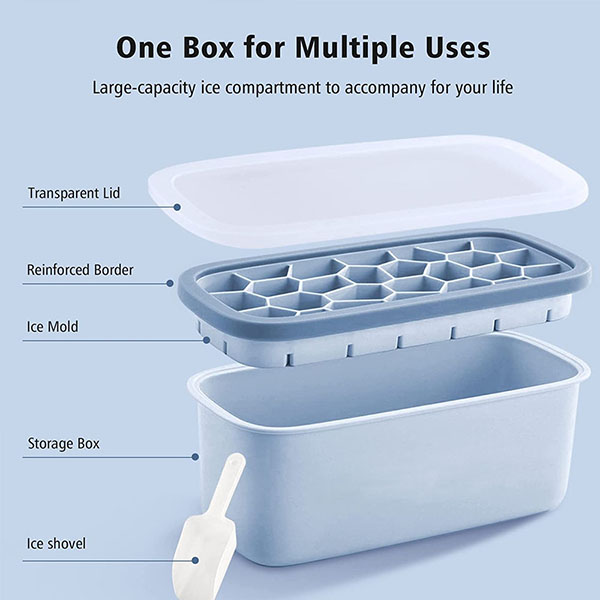 Ice tray with bin and lid