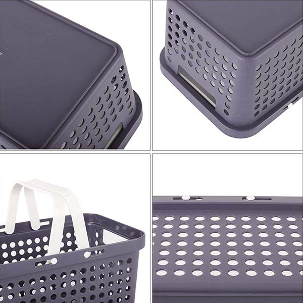 Portable Round hole plastic storage basket with handle 