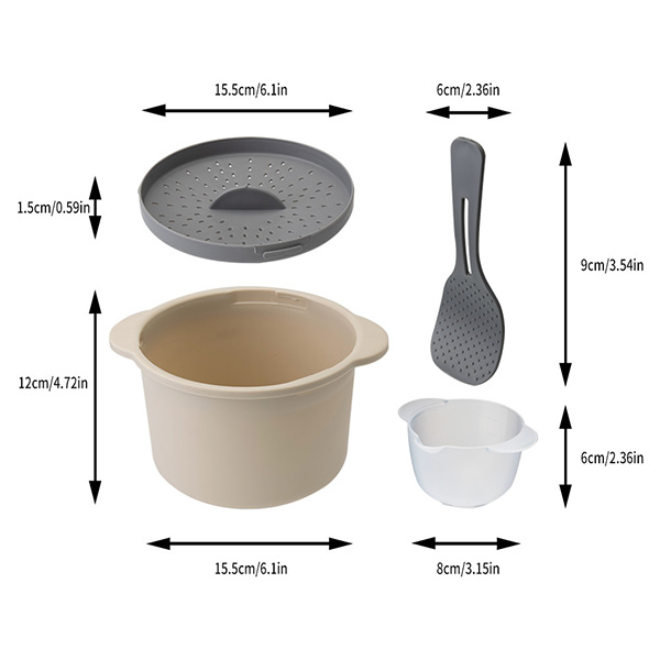 Microwave Rice Steamer with Rice Spoon & Measuring Cup