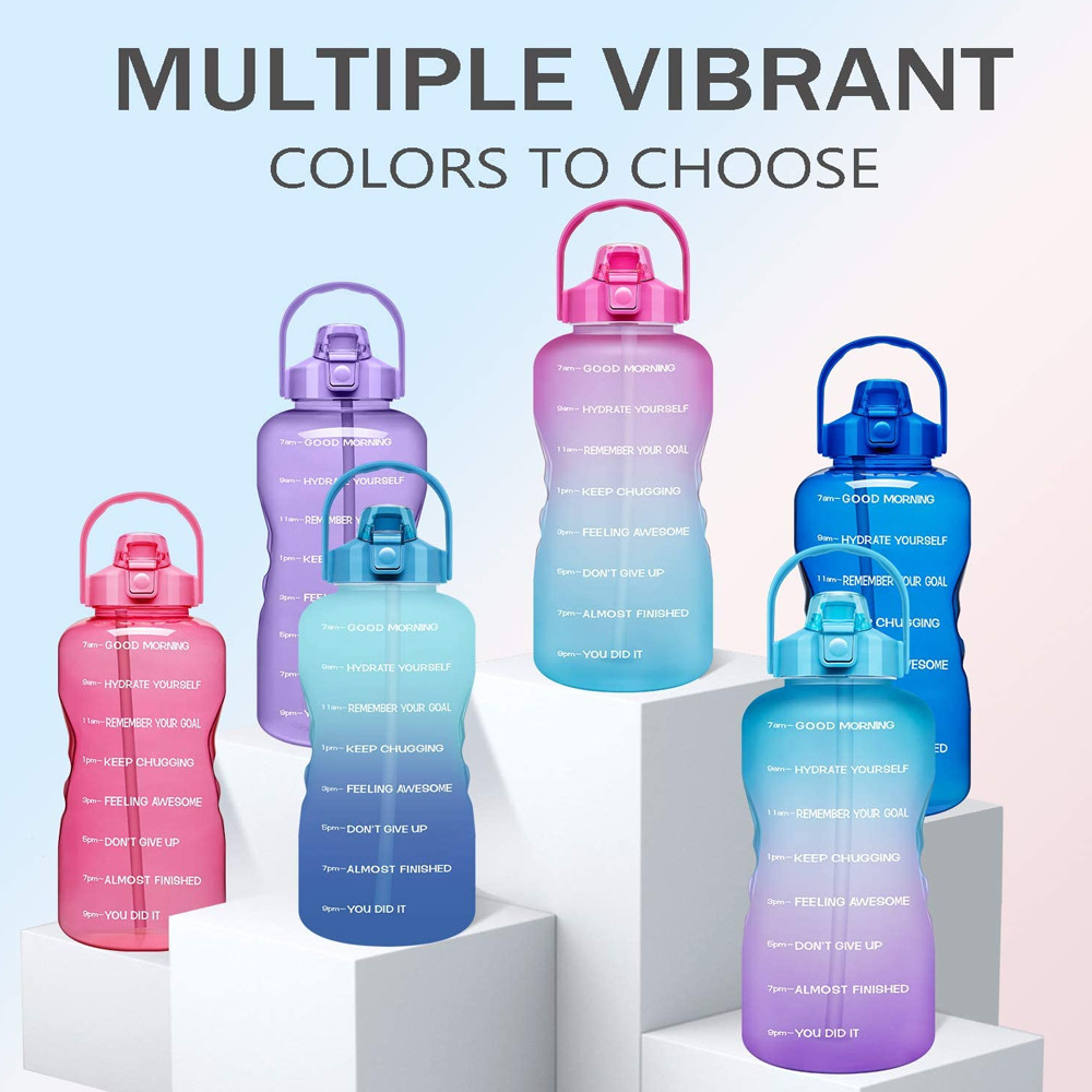 64oz Motivational Water Bottle with Time Marker & Straw