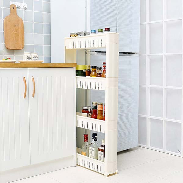 3 Tier Mobile Shelving Unit Slim Slide-Out Storage Tower Pul
