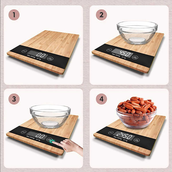 Bamboo Panel Electronic Digital Kitchen Scale