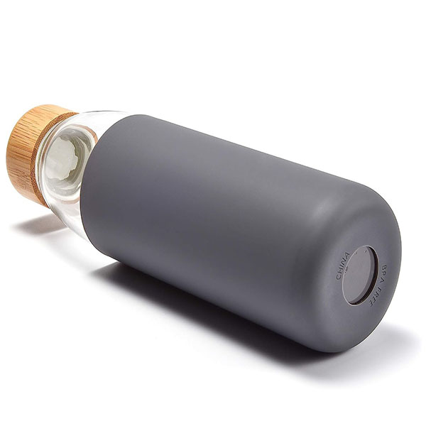 Glass Water Bottle with Bamboo Lid 