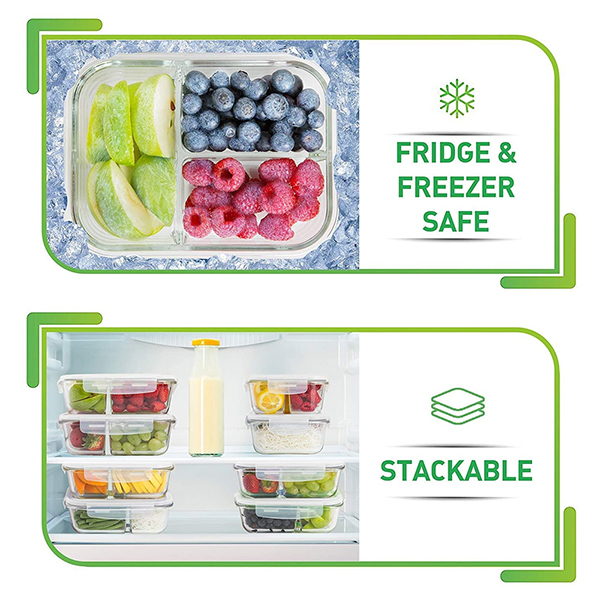  Glass Meal Prep Containers 3 Compartment