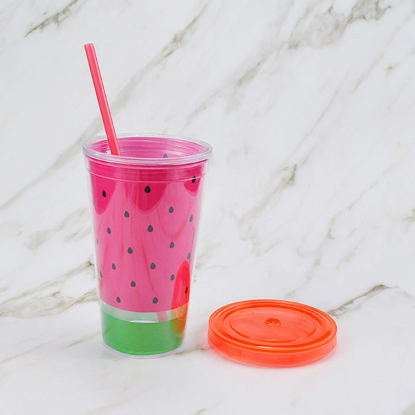Watermelon Print Straw Bottle  