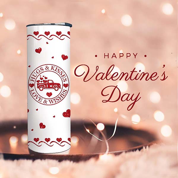 valentine tumbler with Lid and Straw