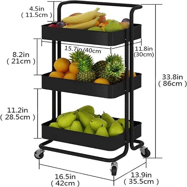 3-Tier Rolling Carts with Wheels