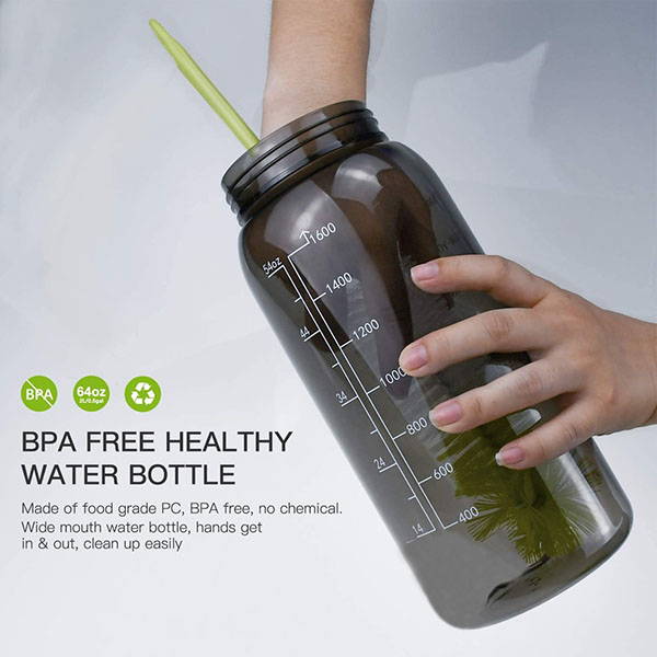 64oz Sports Large Water Bottle with Time Marker