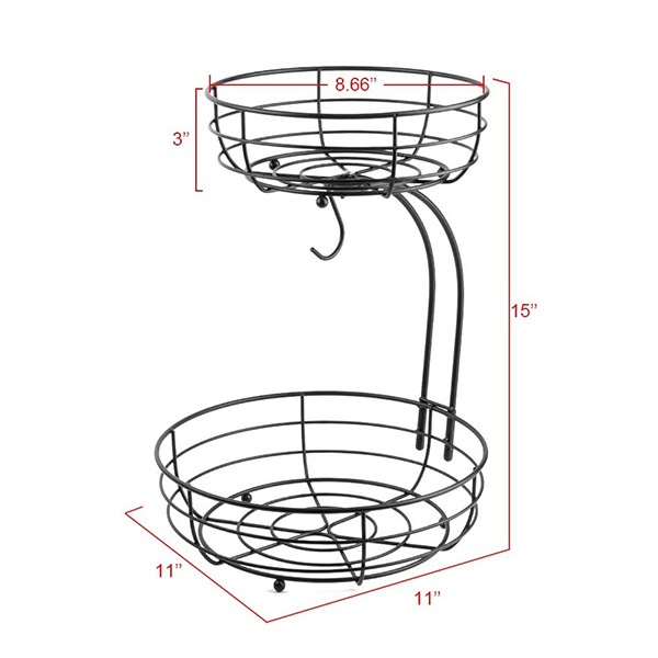 2-Tier Fruit Basket With Banana Hanger