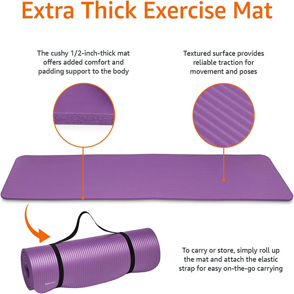 Basics 1/2-Inch Extra Thick Exercise Yoga Mat