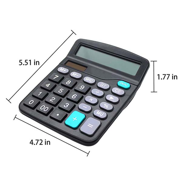 12-Digit Dual Power Solar Battery Office Calculator