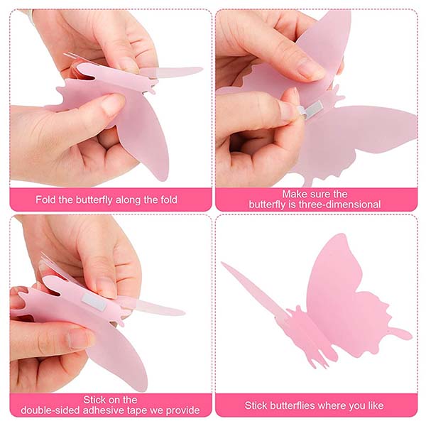 24pcs 3D Butterfly Removable Mural Stickers Wall Stickers 