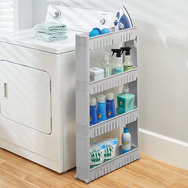 3 Tier Mobile Shelving Unit Slim Slide-Out Storage Tower Pul