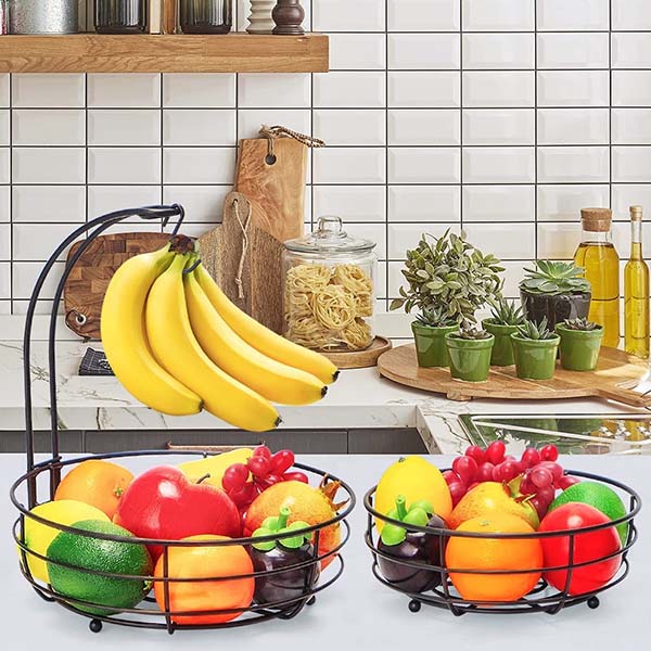 2-Tier Fruit Basket With Banana Hanger