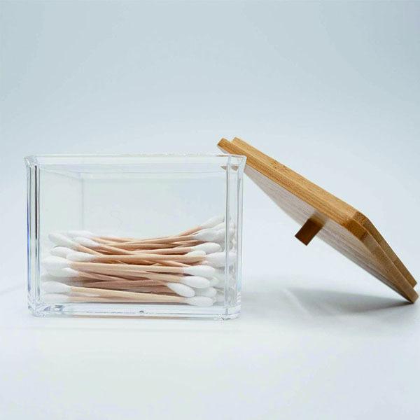 Bamboo lid cosmetics storage box square