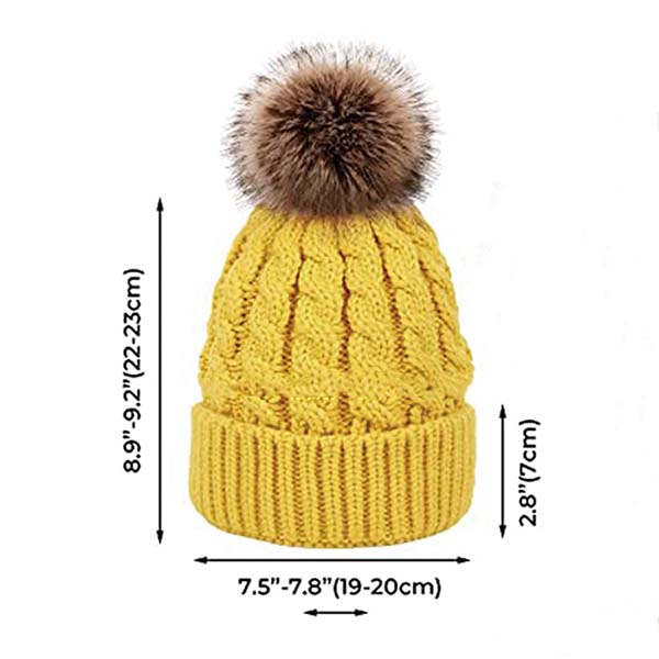 Women Winter Fleece Lined Knitted Beanie Hat