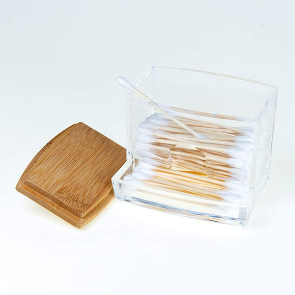 Bamboo lid cosmetics storage box