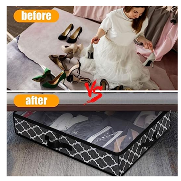 Underbed Shoes Chest of Drawers with Transparent Lid 